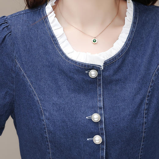 牛仔连衣裙两件套，夏装新款短袖小外套+高腰半身裙套装QYM-XY-23AD05-Y 商品图3