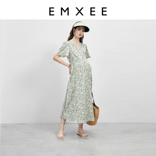 【限时会员价】嫚熙孕妇装时尚洋气时髦裙子孕期显气质碎花连衣裙春夏新款 商品图1