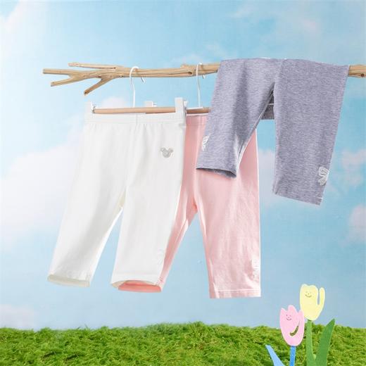 【商场同款】迪士尼童装女童七分打底裤甜美俏皮蕾丝蝴蝶结柔软舒适弹性七分裤 商品图3
