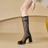 春季新款，时尚防水台网面拼接不过膝长筒靴CZ-C455 商品缩略图12