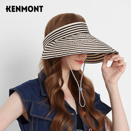 卡蒙百搭黑白条纹空顶防晒帽女夏沙滩速干透气可折叠遮脸遮阳帽KM-6046 商品图8