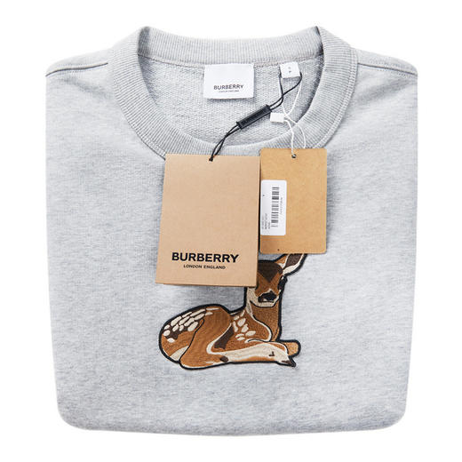 BURBERRY 巴宝莉 女士棉质小鹿图案刺绣宽松圆领套头卫衣 8032117 商品图2