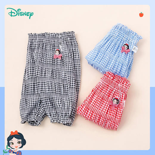 【商城同款】迪斯尼童装女童夏季清爽七分裤中大童女宝宝甜美公主格纹透气短裤 商品图6
