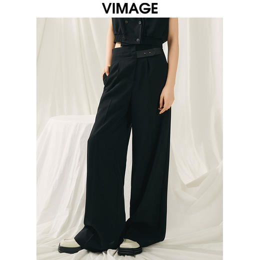VIMAGE纬漫纪春季新款宽松休闲简约气质阔腿裤V1905509 商品图2