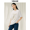 VIMAGE纬漫纪夏季新款时尚百搭打底舒适圆领印花T恤女V1902505 商品缩略图2