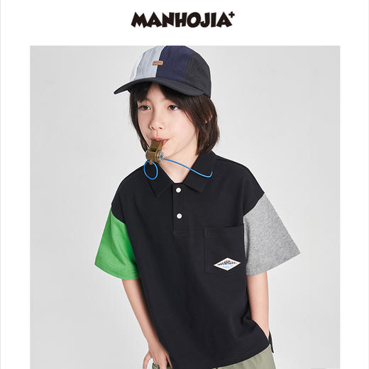 漫画家潮童装男童短袖新款夏季凉感珠地撞色POLO衫儿童T恤 商品图2