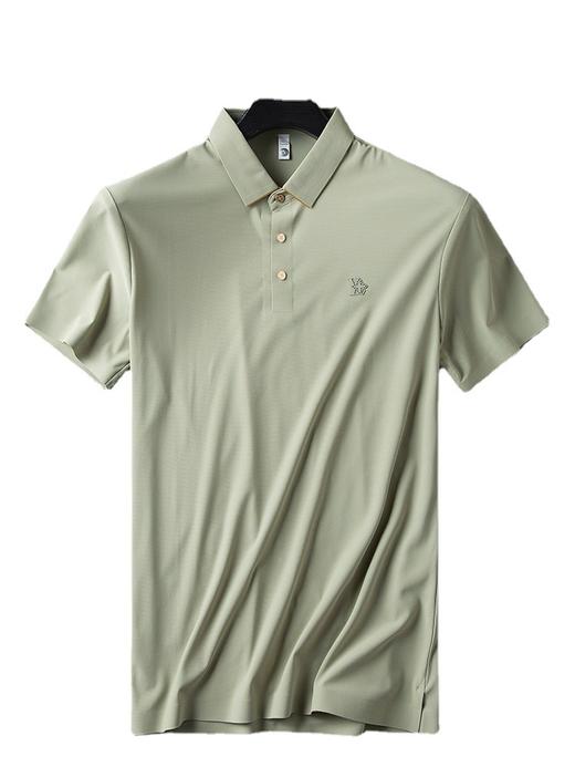 「四款配色！轻奢质感」夏季薄款无痕压胶尼龙polo衫 男短袖修身商务休闲翻领豆绿t恤男上衣 商品图4