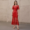 EITIE爱特爱夏季新款精致镂空蕾丝收腰中长款礼服连衣裙7477104 商品缩略图1