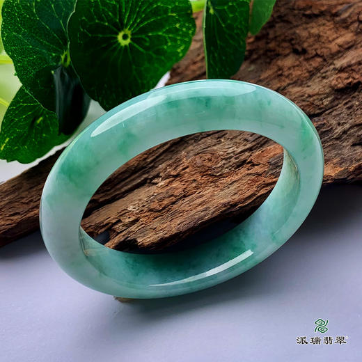 派瑞翡翠 翡翠手镯 糯种 飘花 商品图0