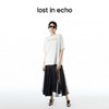 lost in echo设计师品牌简约百搭宽松圆领网纱蕾丝拼接设计T恤女 商品缩略图3