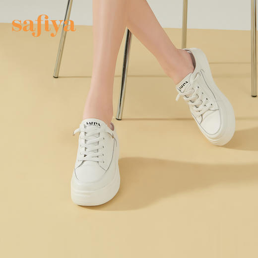 【一件279】Safiya/索菲娅 春夏一脚蹬休闲松糕2023年春季新款厚底懒人半拖鞋 SF31112066 商品图12