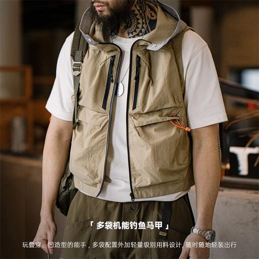工装优选 山系机能速干马甲多口袋连帽户外露营钓鱼无袖坎肩男春夏 商品图2