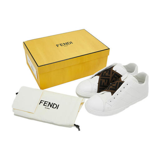 FENDI 芬迪 男士牛皮FF标老花织物时尚休闲鞋板鞋小白鞋 7E1198A5JP 商品图5