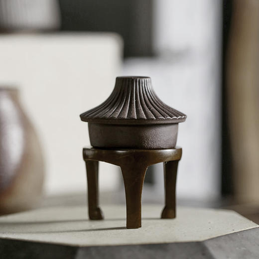 青铜制品 铜茶壶盖置盖托  多款可选  复古壶盖架茶托搁置茶配件 商品图7