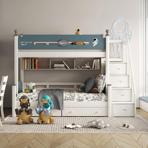 喜梦宝全实木子母床双层床儿童床高低床上下铺组合粗实木脚双人床巴斯光年 商品图0