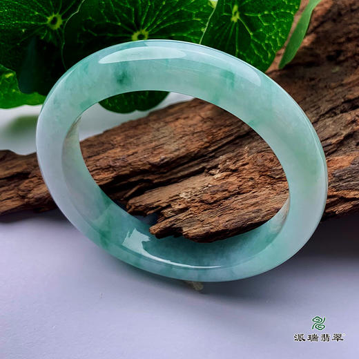 派瑞翡翠 翡翠手镯 糯种 飘花 商品图0