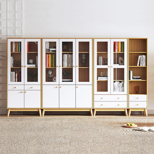 喜梦宝书柜拼色时尚家居储物柜置物柜客厅带亚克力展示柜 奥斯陆 商品图0