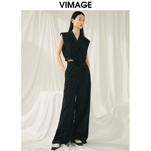 VIMAGE纬漫纪春季新款宽松休闲简约气质阔腿裤V1905509 商品图1