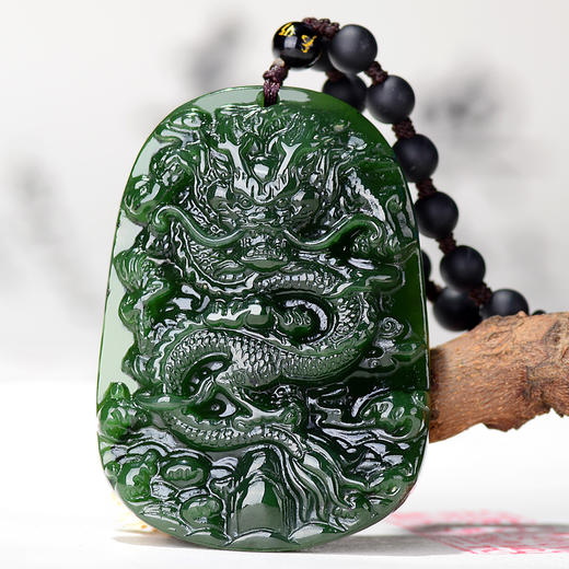 碧玉生肖龙吊坠男款霸气龙牌女玉坠玉牌男士玉佩玉挂件 商品图2