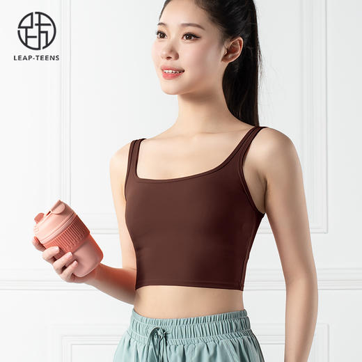 跃牌【禅语梵心系列】双肩带聚拢运动瑜伽服速干撞色线假两件瑜伽短裤F2150（可拆胸垫）+F2160 商品图5