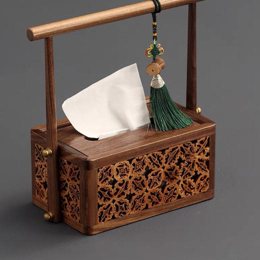 6666核桃提梁纸巾盒 商品图3