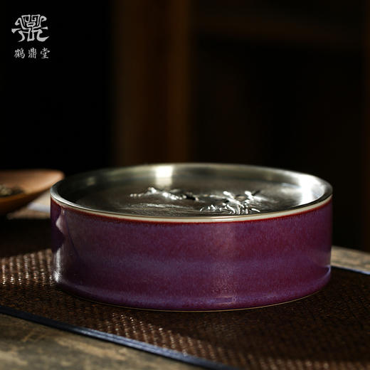 鹤鼎堂 闻天系列钧瓷鸿瑞壶承錾刻仙鹤银托（缺货） 商品图1