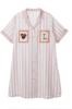 【满2件/99元】【秀黛】女翻领条纹印花丝质短袖裙女士夏季睡裙H2551077T【专柜同款】【如遇缺货自动退款，介意勿拍】 商品缩略图2
