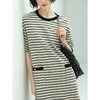 COCOBELLA简约撞色条纹针织连衣裙女宽松休闲POLO长裙FR159B 商品缩略图4