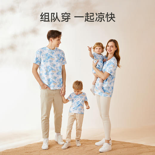 英氏亲子装夏季款成人儿童短袖一家四口夏季款 商品图4