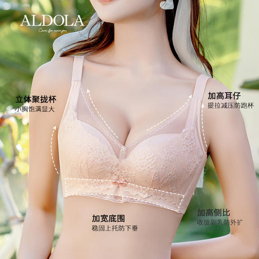 雅黛丽内衣女小胸聚拢显大蕾丝文胸无钢圈收副乳防下垂胸罩 商品图2