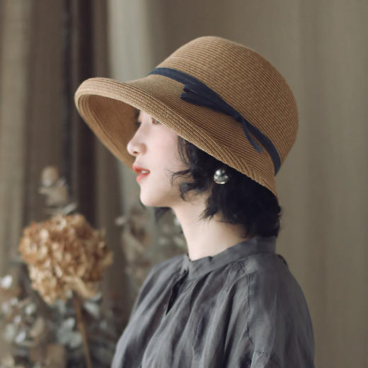 基本款丨可折叠 可卷 盆帽 赫本风遮阳草帽 复古休闲风 商品图0