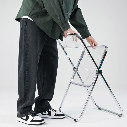 「三款配色」韩路日系男装 2023春秋季新款简约纯色牛仔裤男水洗宽松直筒裤子下装 商品图3