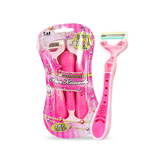 贝印女用四枚刃剃刀（粉色款）3pcs 商品图3