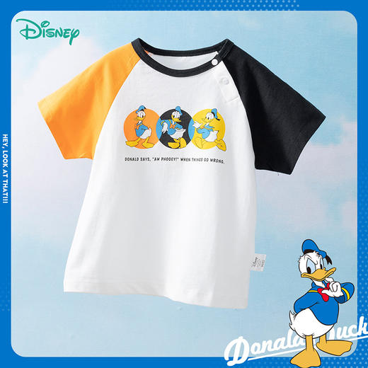 【商场同款】迪士尼童装儿童短袖T恤夏季清爽洋气中大童宝唐老鸭卡通纯棉上衣 商品图0
