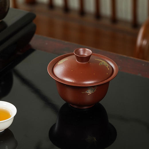 龙德堂陶艺 《紫金宝盌·紫砂盖碗》原矿紫朱泥 100cc 库存请咨询客服 商品图0