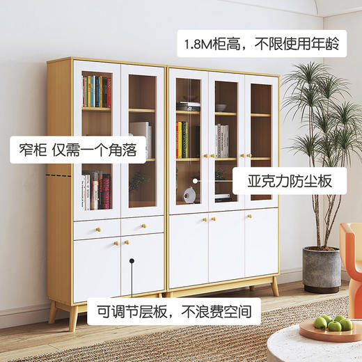 喜梦宝书柜拼色时尚家居储物柜置物柜客厅带亚克力展示柜 奥斯陆 商品图3