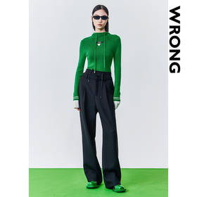 宽松直筒双腰头西裤