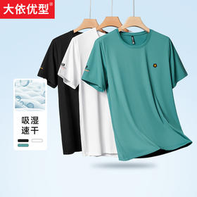 【新款DK】大依优型大码速干圆领短袖T恤夏季加肥加大肥佬休闲商务宽松透气弹力男装上衣