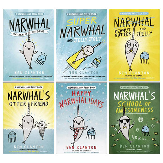 Collins柯林斯 英文原版 Narwhal and Jelly 6-Copy Shrinkwrap 独角鲸和水母漫画6册盒装 儿童英语启蒙绘本 幽默搞笑图画书 英文版 进口英语书籍 商品图1
