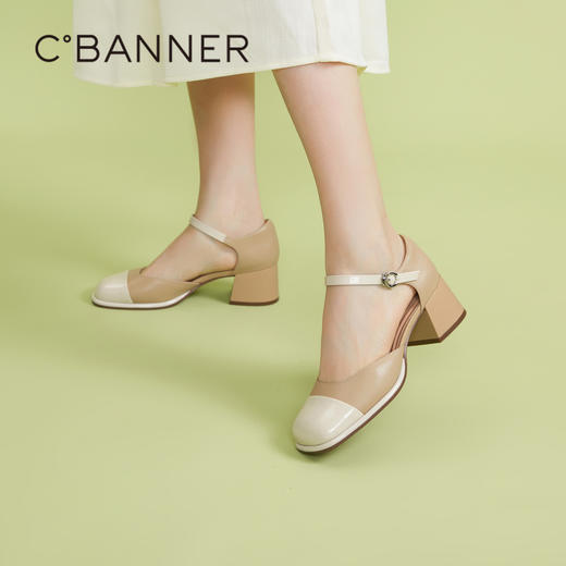 千百度女鞋夏季时装半凉雨林茉莉小香凉鞋玛丽珍单鞋高跟 A23274607 商品图2