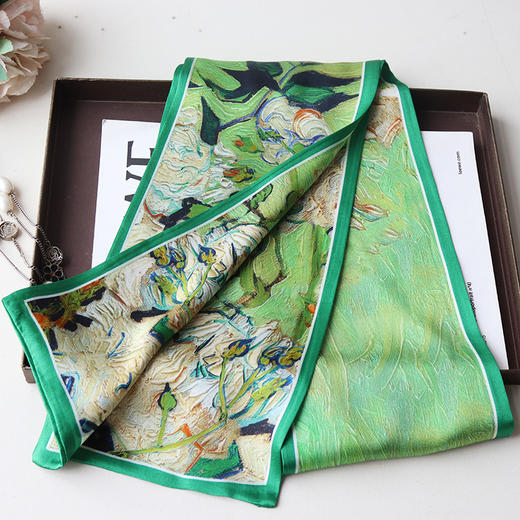 搭配利器丨双层真丝 白玫瑰山茶花飘带长条巾桑蚕丝丝巾 商品图2