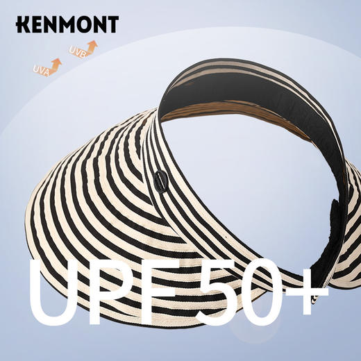 卡蒙百搭黑白条纹空顶防晒帽女夏沙滩速干透气可折叠遮脸遮阳帽KM-6046 商品图5