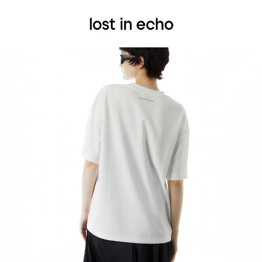 lost in echo设计师品牌简约百搭宽松圆领网纱蕾丝拼接设计T恤女 商品图2
