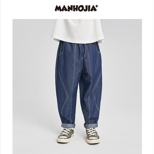 漫画家潮童装男童薄款牛仔裤2023新款春夏季防蚊透气宽松儿童裤子 商品图0