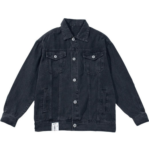 「两款配色」韩路日系男装 牛仔夹克男2023春季新款复古水洗宽松翻领休闲外套上衣 商品图4