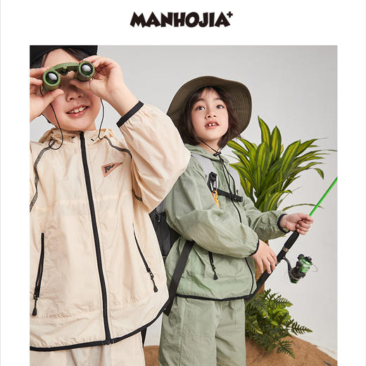 漫画家潮童装男童防晒外套2023夏季山系户外速干皮肤衣儿童套装 商品图2