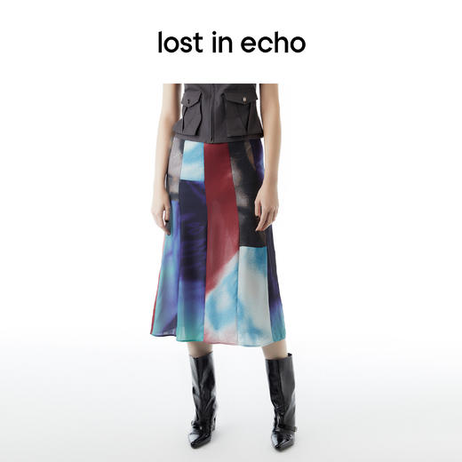 lost in echo设计师品牌多口袋插肩袖落肩工装马甲印花修身直筒半裙套装 商品图3