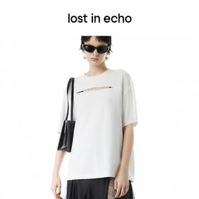 lost in echo设计师品牌简约百搭宽松圆领网纱蕾丝拼接设计T恤女