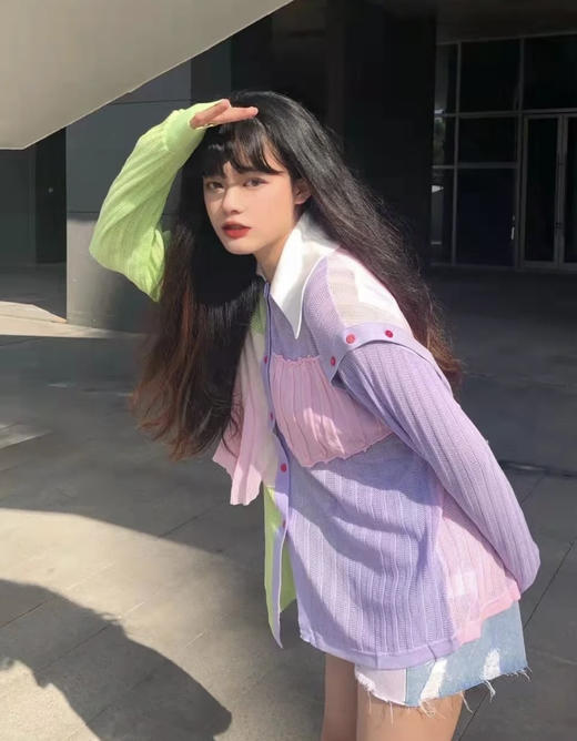 时尚撞色针织防晒衫 商品图1