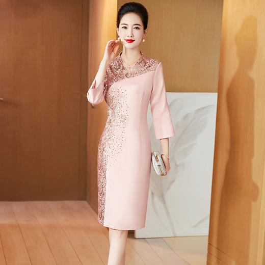 春秋新款，喜婆婆婚宴装年轻气质高贵妈妈婚礼宴会连衣裙礼服LC-2328 商品图0